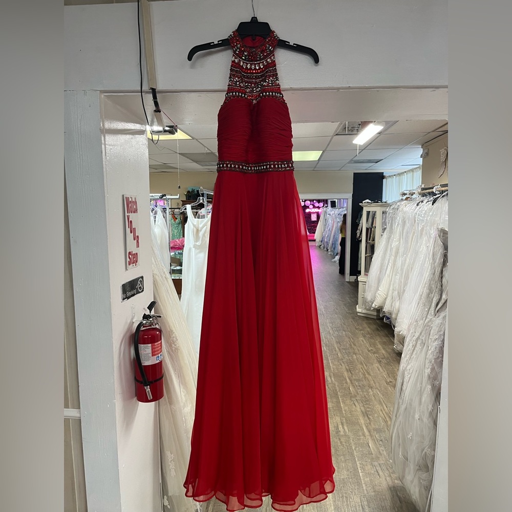 Sherri Hill red high neck gown